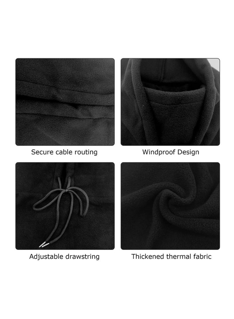 Windproof Skimask, 2 Pcs Balaclava, Mask Hood Hat, Black Thermal Fleece Face Masks, Hat Snood, Neck Warmer, Ski Face Scarf Snood Thermal for Men Women, One Size, for Moto Ski Cycling - Image 3